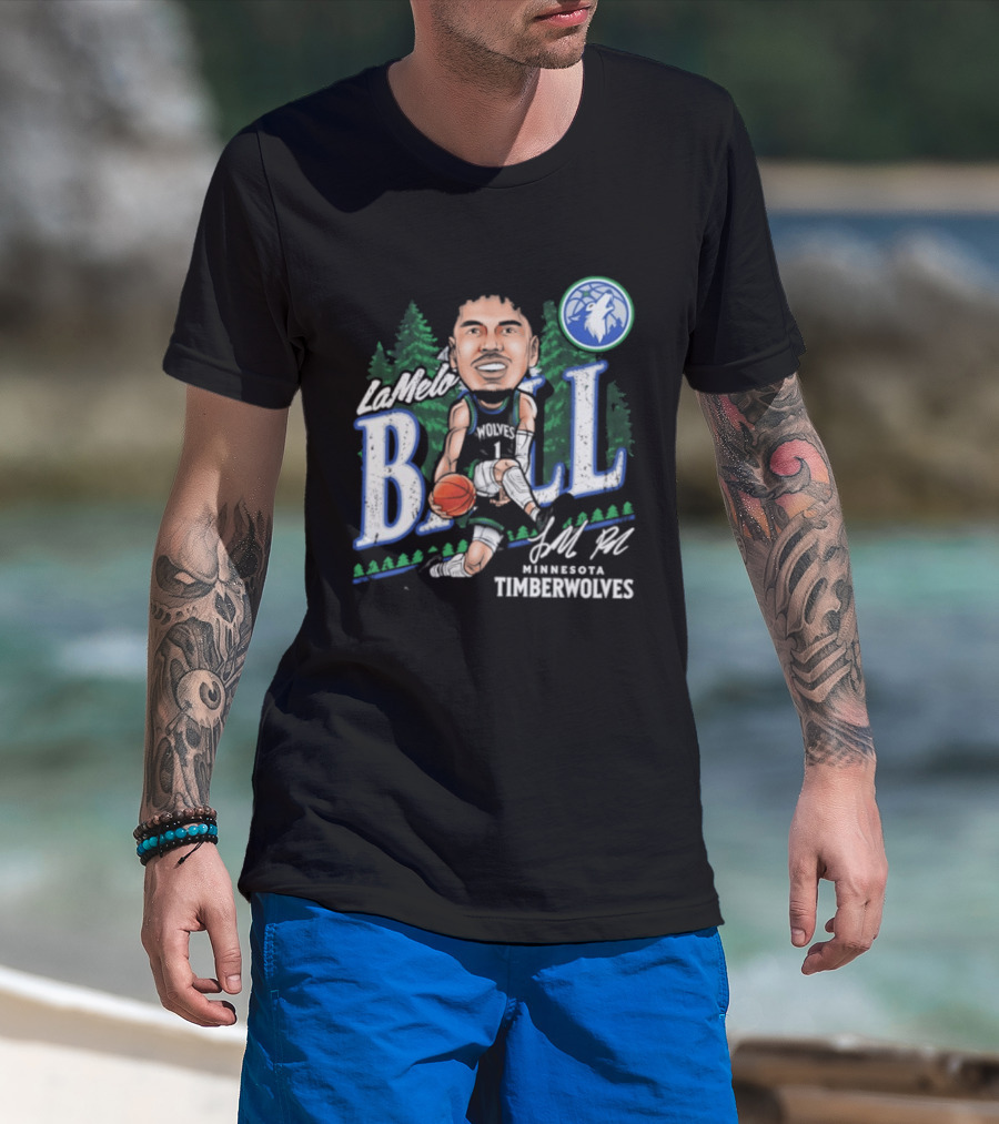 LaMelo Ball Minnesota Timberwolves Basketball Player Caricature T-Shirt