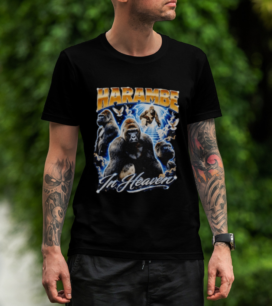 Harambe In Heaven Gorilla And Angels T-Shirt