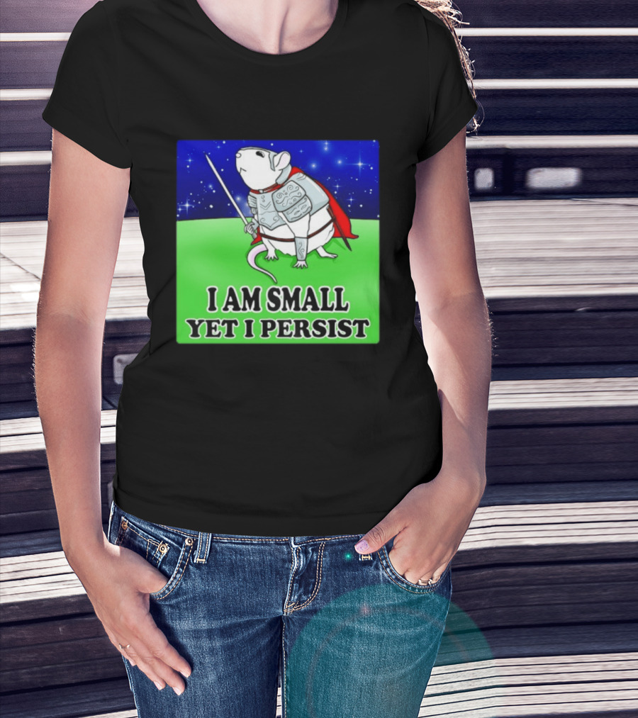 I Am Small Yet I Persist Knight Rat Armor Red Cape Stars T-Shirt
