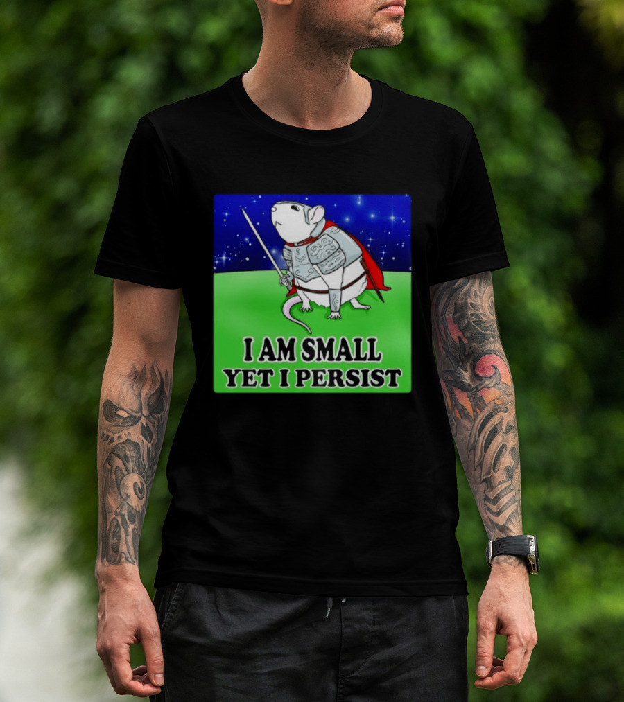 I Am Small Yet I Persist Knight Rat Armor Red Cape Stars T-Shirt