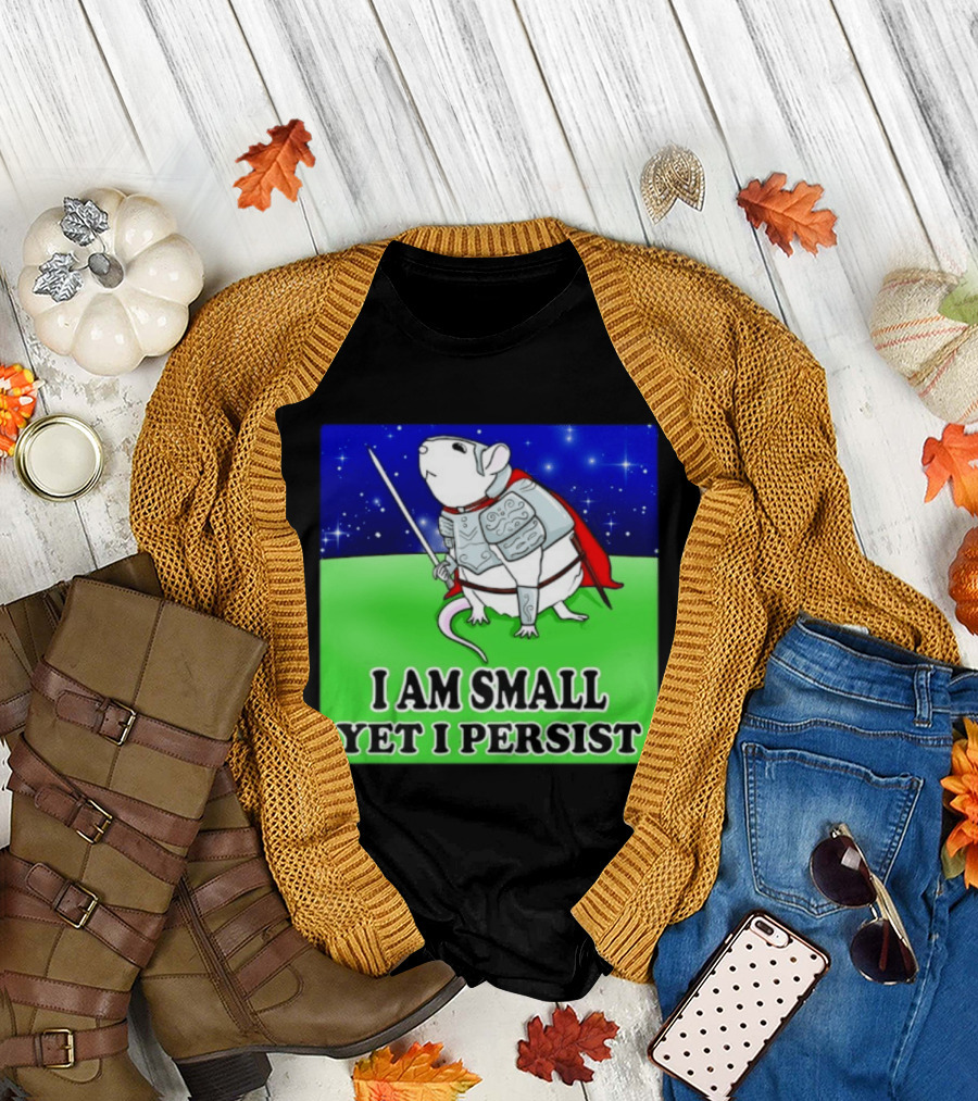 I Am Small Yet I Persist Knight Rat Armor Red Cape Stars T-Shirt