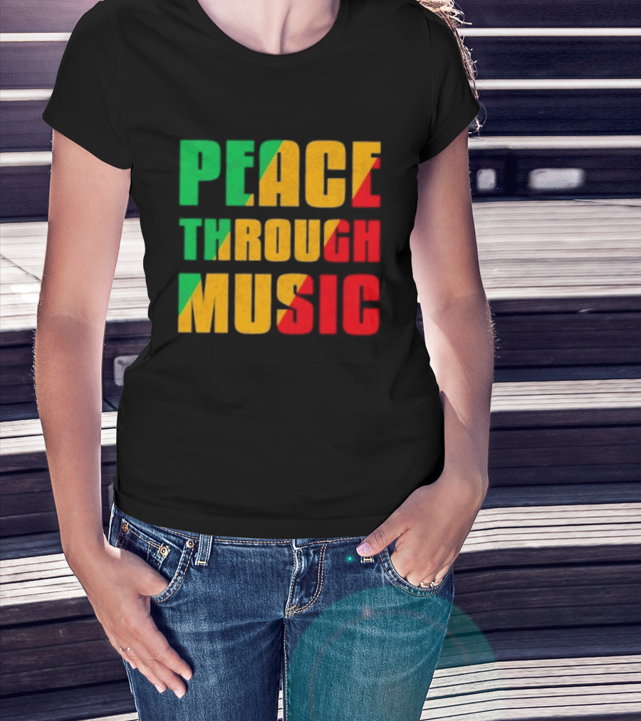 Peace Through Music Reggae Rasta Jamaica T-Shirt