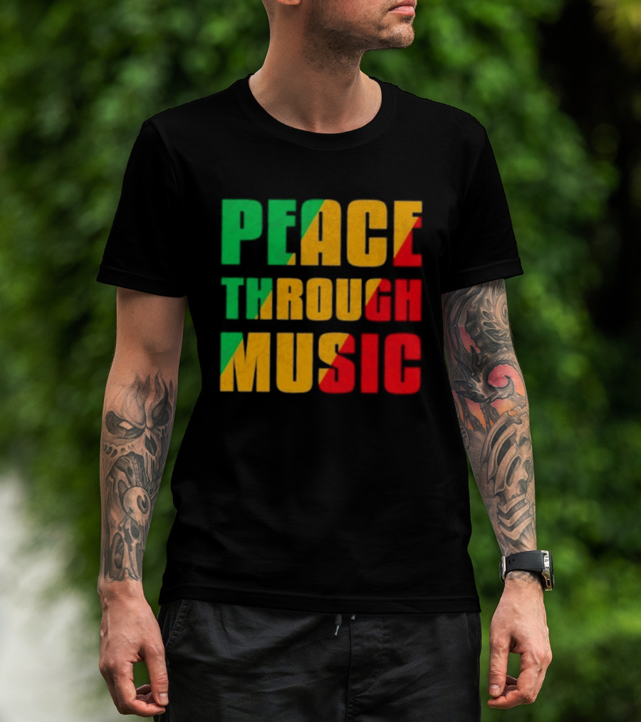 Peace Through Music Reggae Rasta Jamaica T-Shirt
