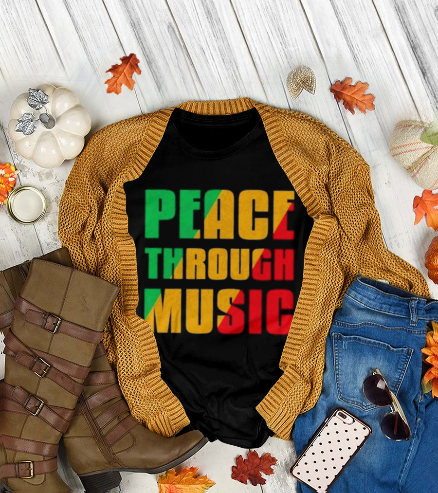 Peace Through Music Reggae Rasta Jamaica T-Shirt