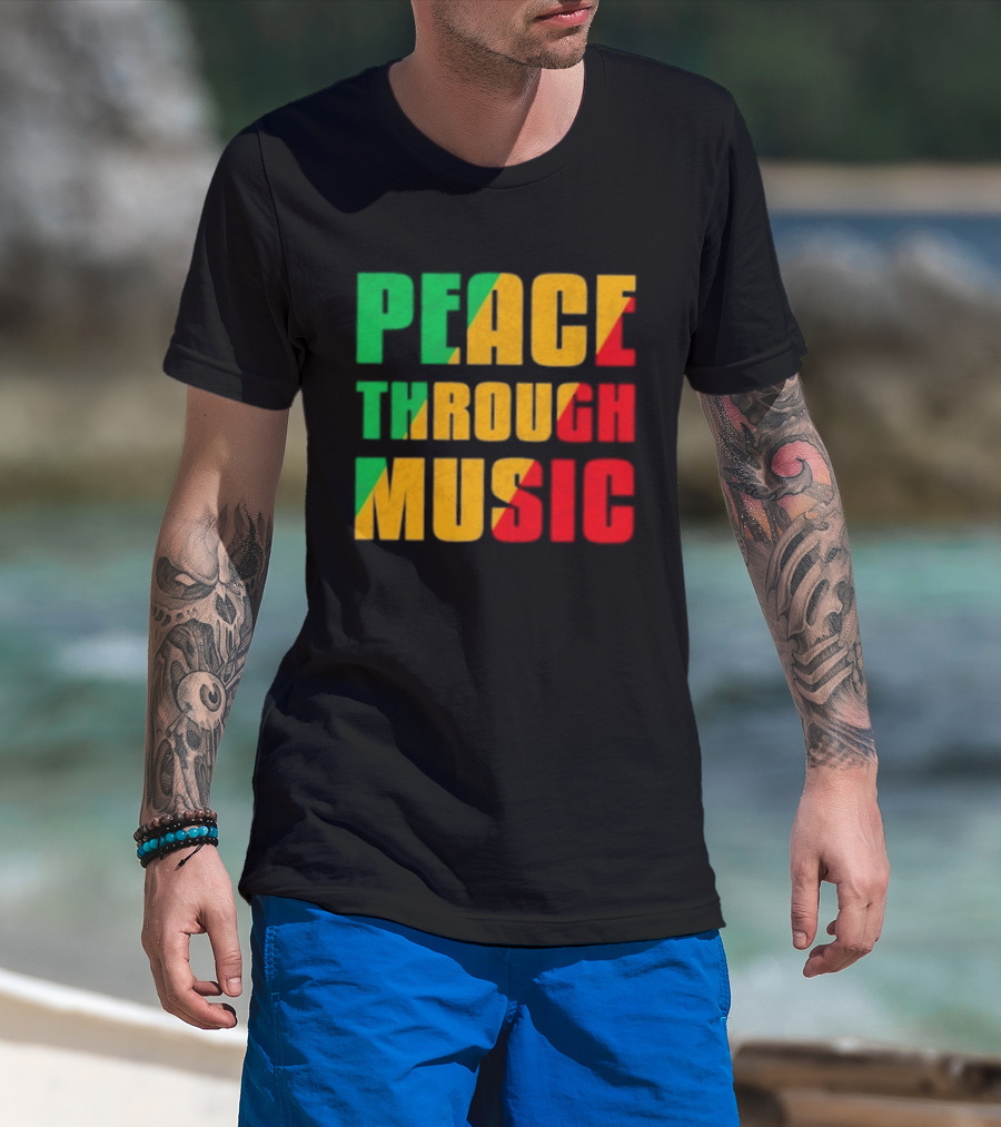 Peace Through Music Reggae Rasta Jamaica T-Shirt