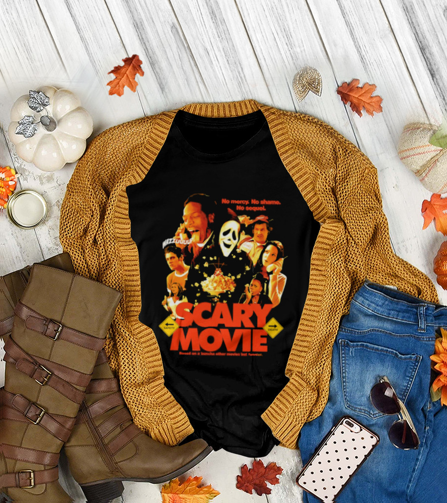 Scary Movie No Mercy No Shame No Sequel Spoof Characters Popcorn Scene T-Shirt
