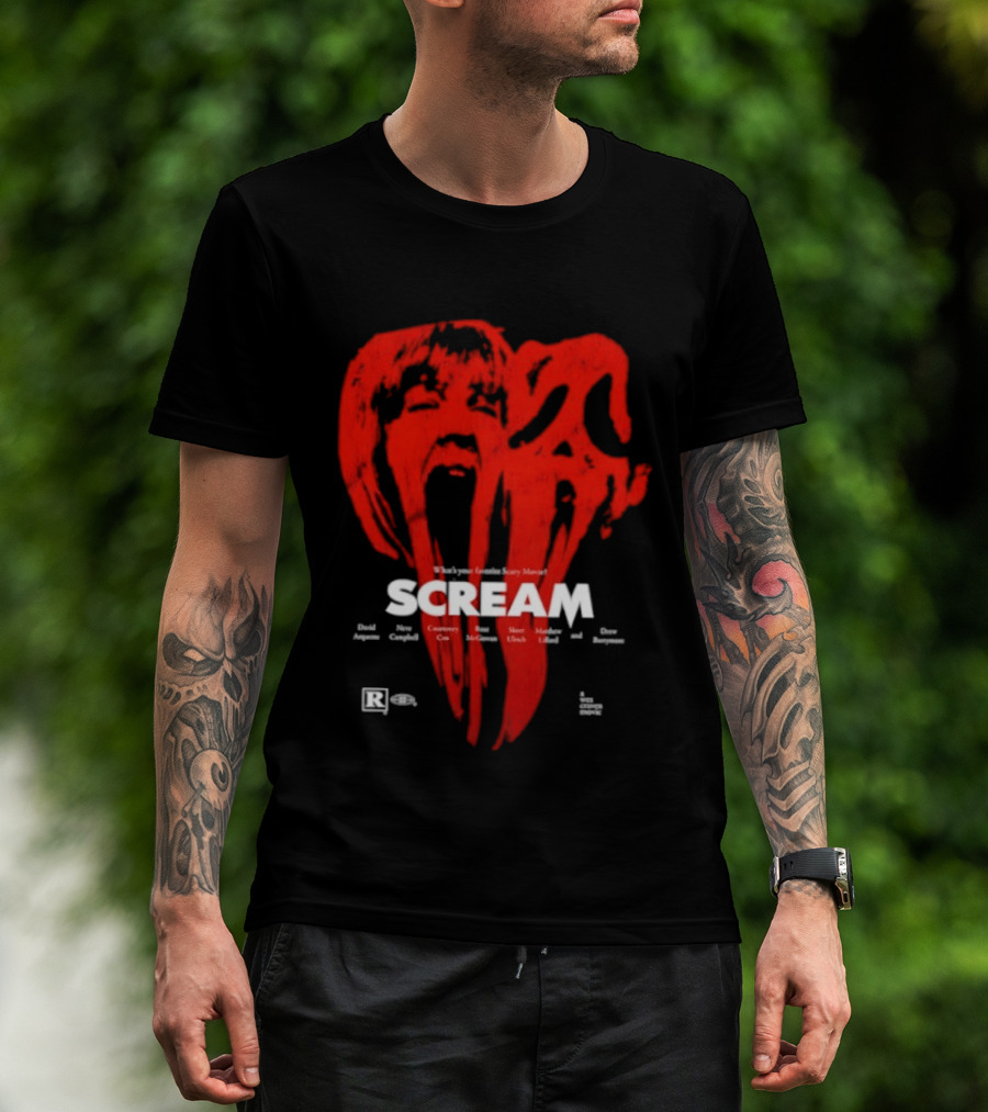 Scream What Is Your Favorite Scary Movie Blood Mask Painting T-Shirt