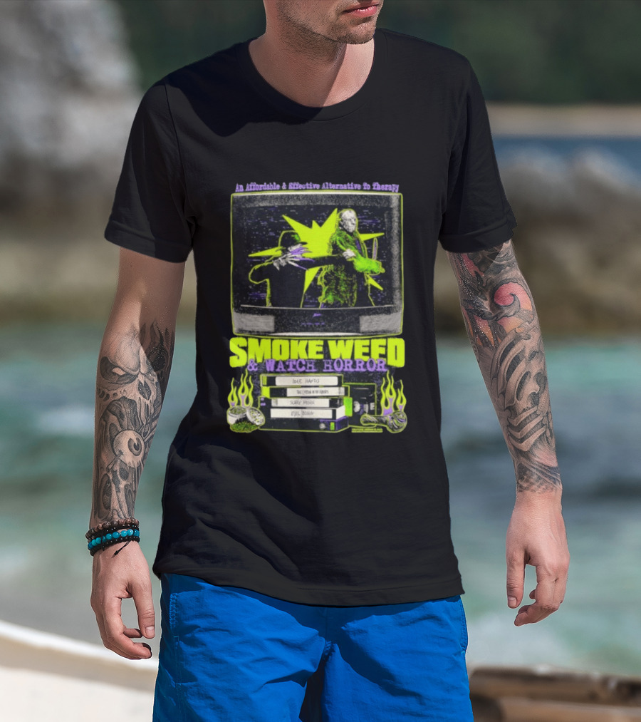 Affordable Effective Alternative Freddy Krueger Jason Voorhees Smoke Weed Horror T-Shirt