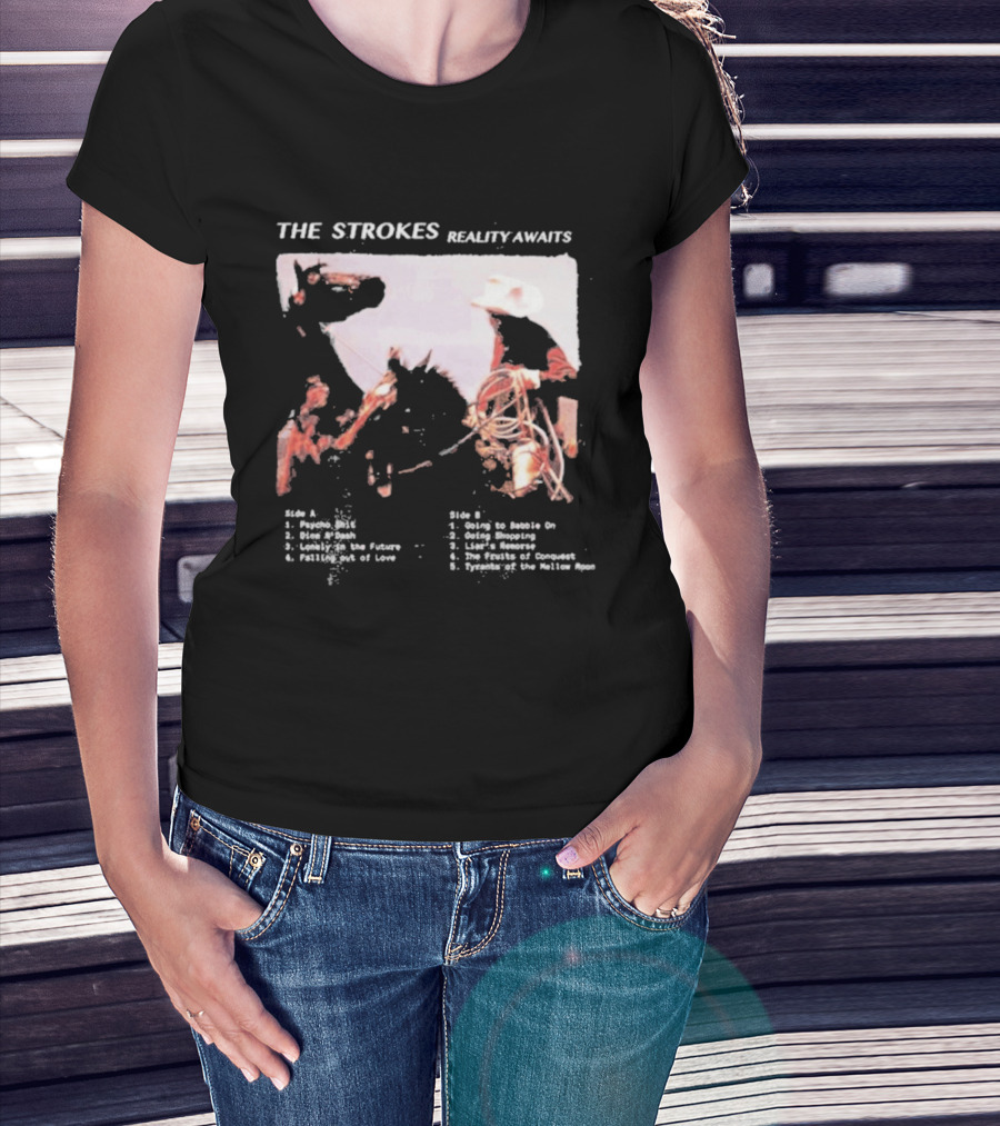 The Strokes Reality Awaits Tracklist Cowboy Imagery Future Nostalgia Space Cowboys T-Shirt