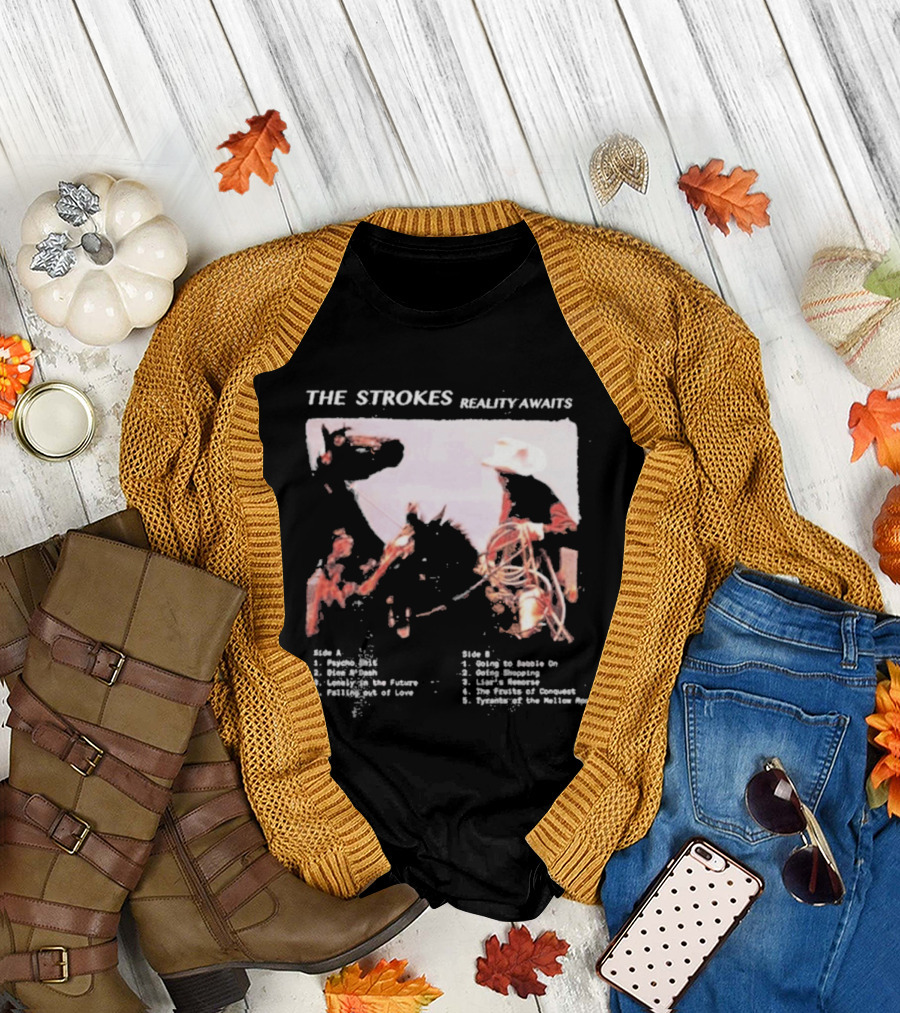 The Strokes Reality Awaits Tracklist Cowboy Imagery Future Nostalgia Space Cowboys T-Shirt