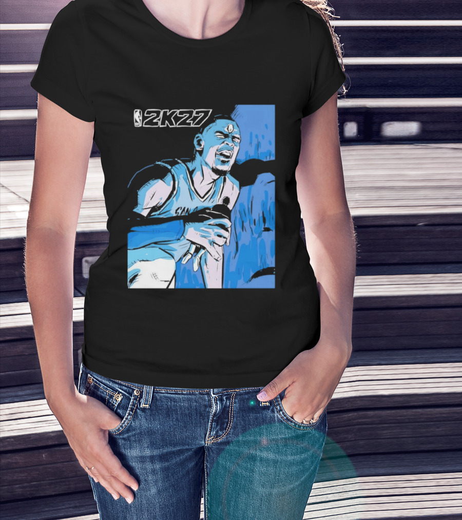 Victor Wembanyama NBA 2K27 Basketball Game Cover T-Shirt