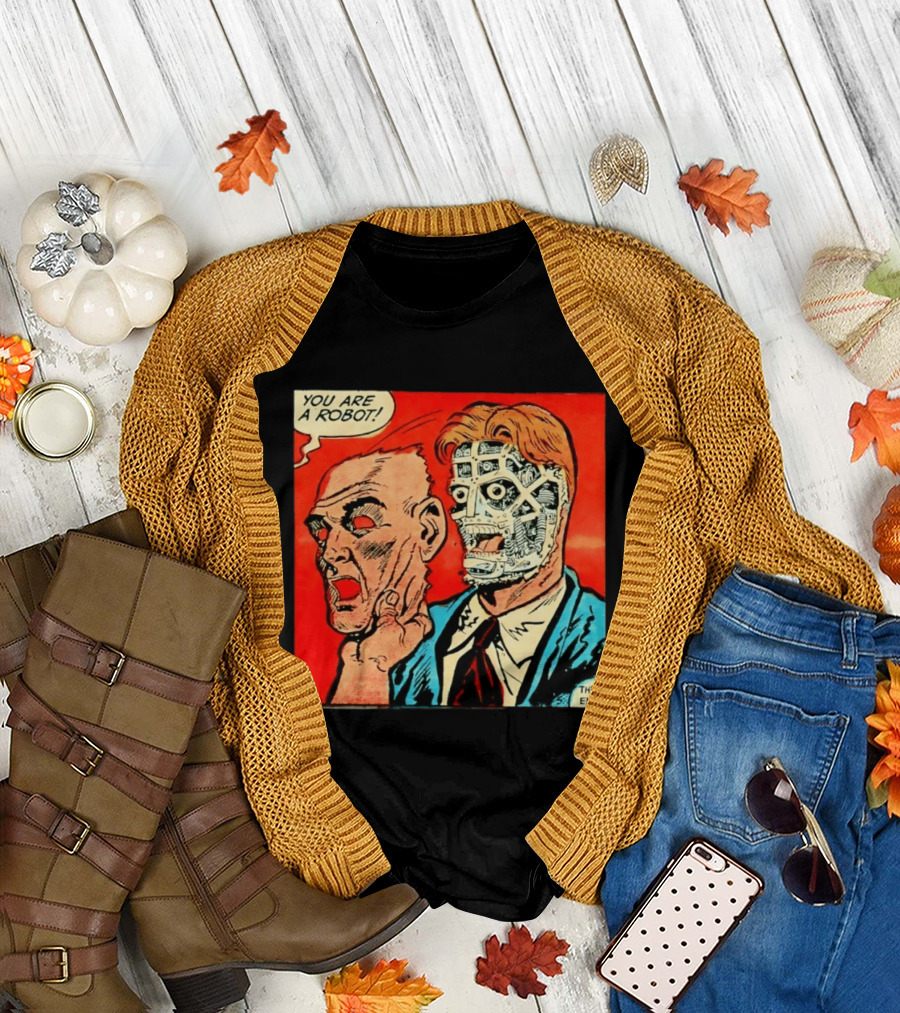 You Are A Robot Comic Style Mask Reveal The End T-Shirt
