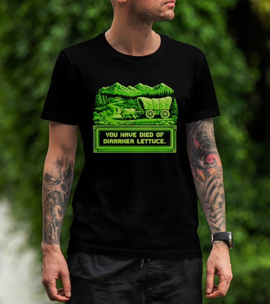You Have Died Of Diarrhea Lettuce Wagon Trail Retro Gaming T-Shirt