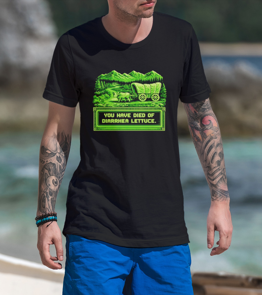 You Have Died Of Diarrhea Lettuce Wagon Trail Retro Gaming T-Shirt