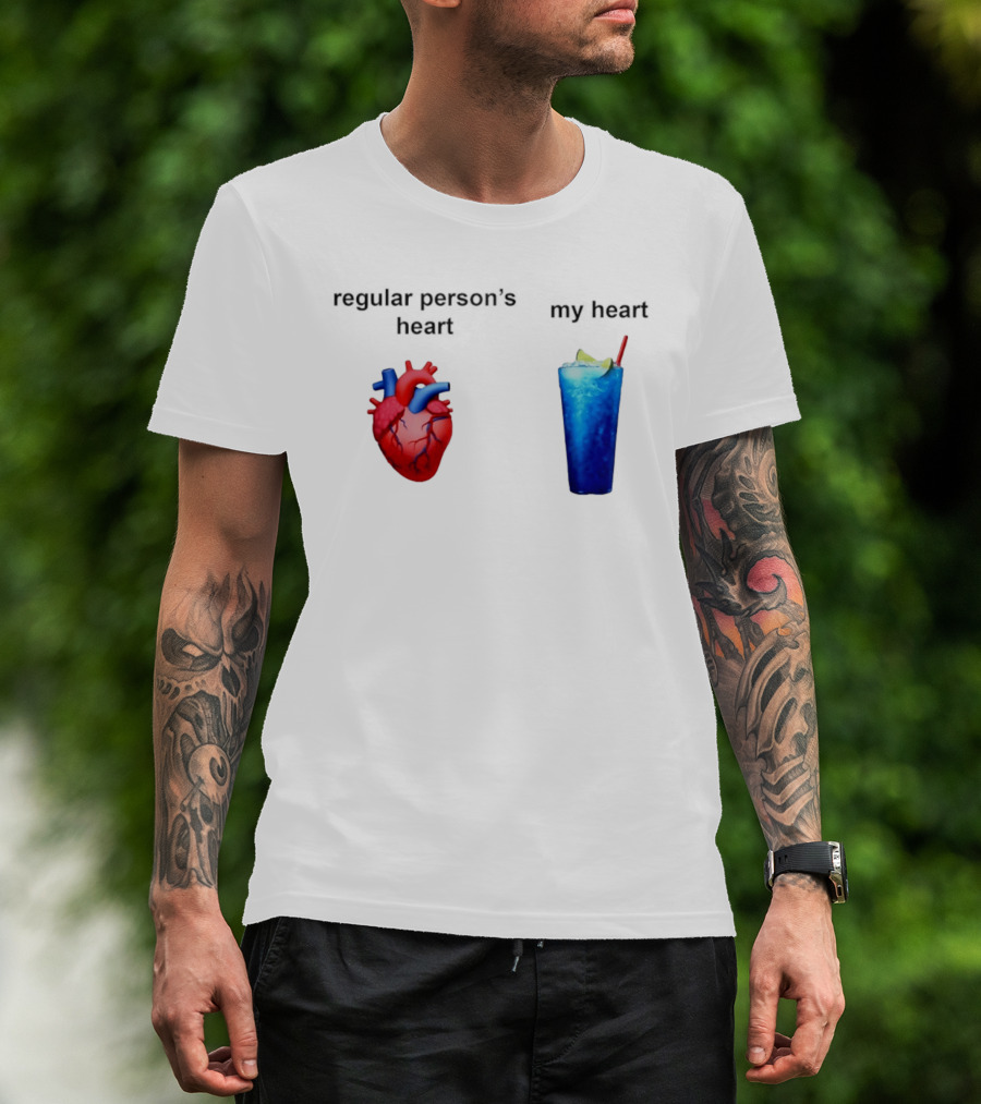 Regular Person's Heart Vs My Heart Blue Drink Emojis T-Shirt