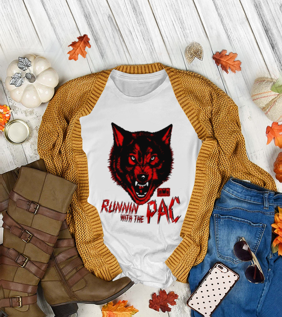 Runnin With The Pac Wolf NWo New World Order 2 Sided T-Shirt