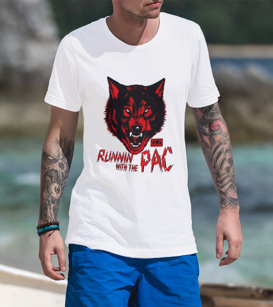 Runnin With The Pac Wolf NWo New World Order 2 Sided T-Shirt