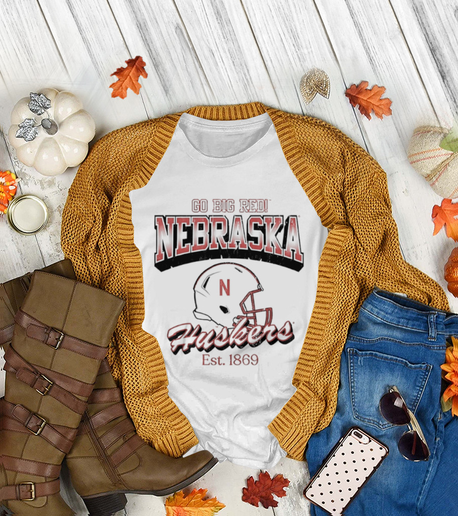 Go Big Red Nebraska Huskers Est 1869 Helmet T-Shirt