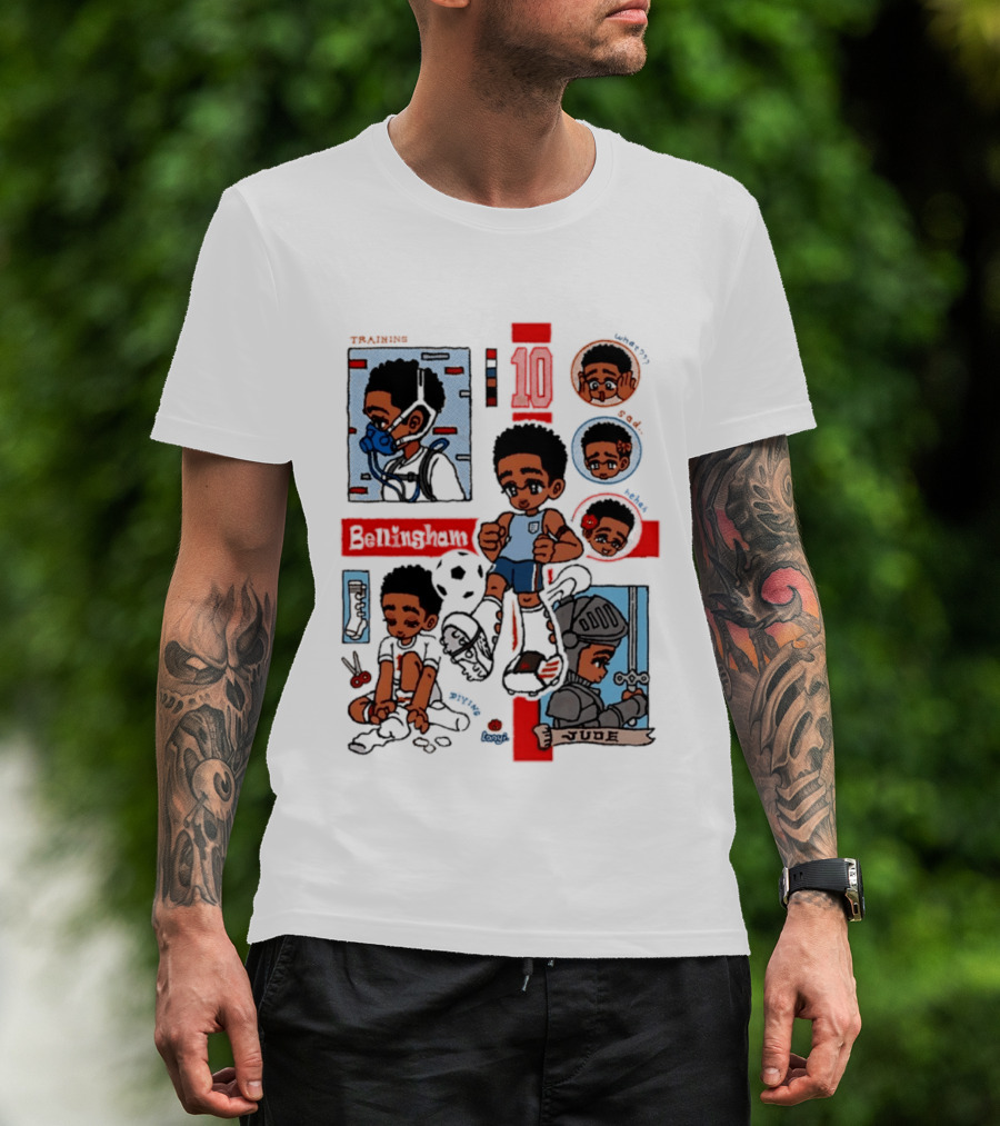Jude Bellingham Kawaii Cartoon Soccer Training Armor Emotions T-Shirt