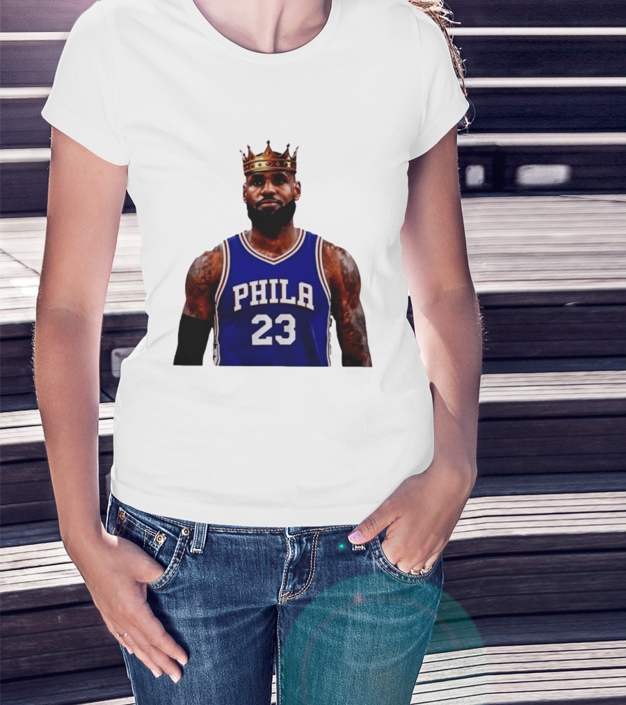 Lebron James 23 Phila Basketball King With Crown T-Shirt