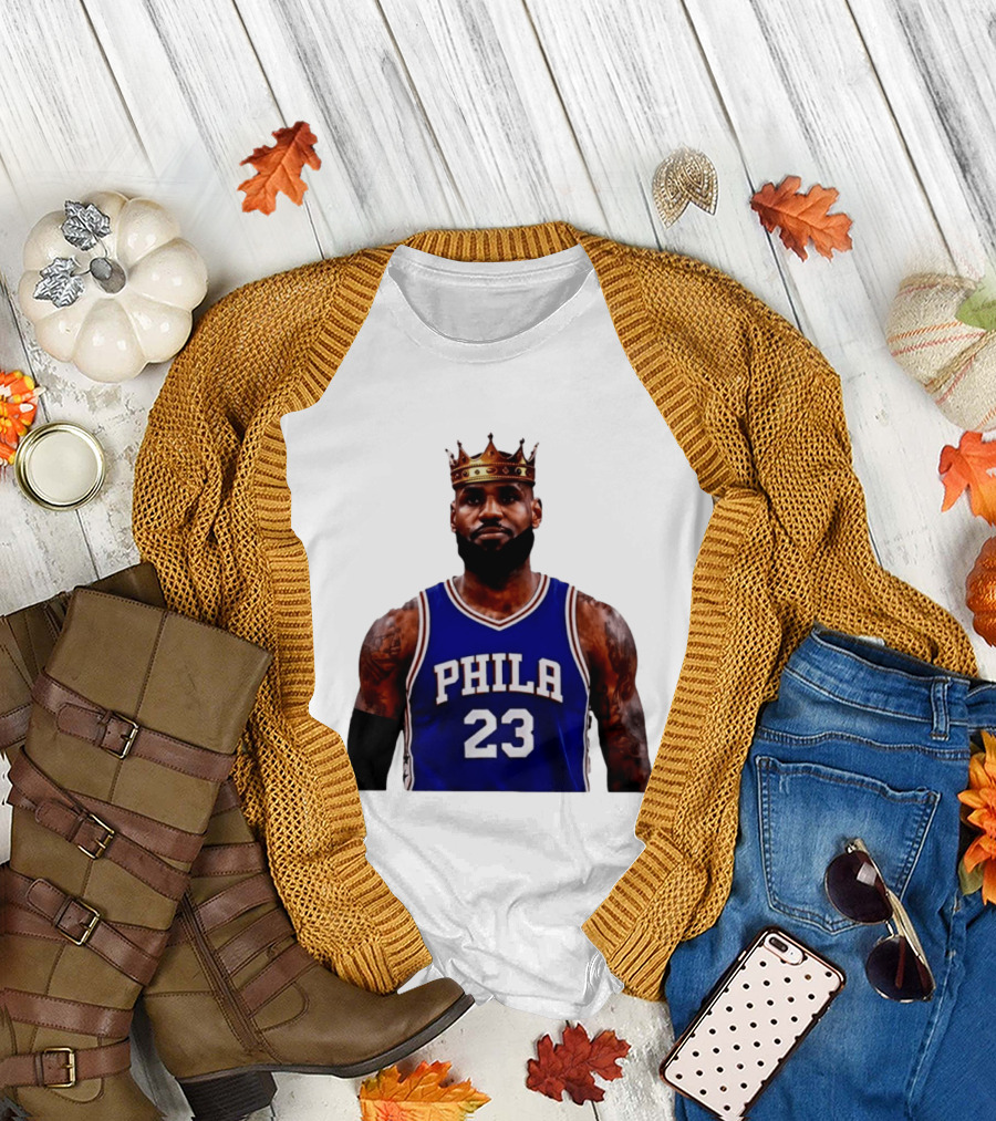 Lebron James 23 Phila Basketball King With Crown T-Shirt