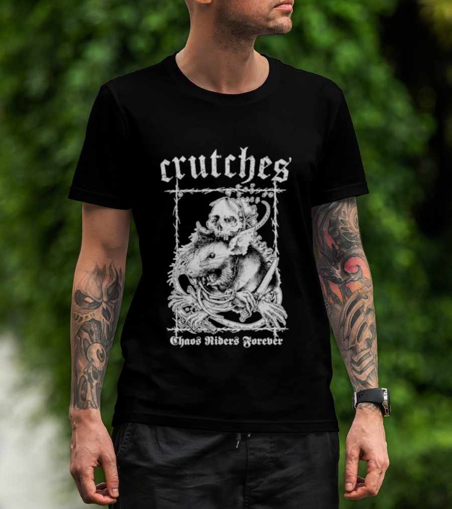 Crutches Chaos Riders Forever Skull Punk Rock T-Shirt
