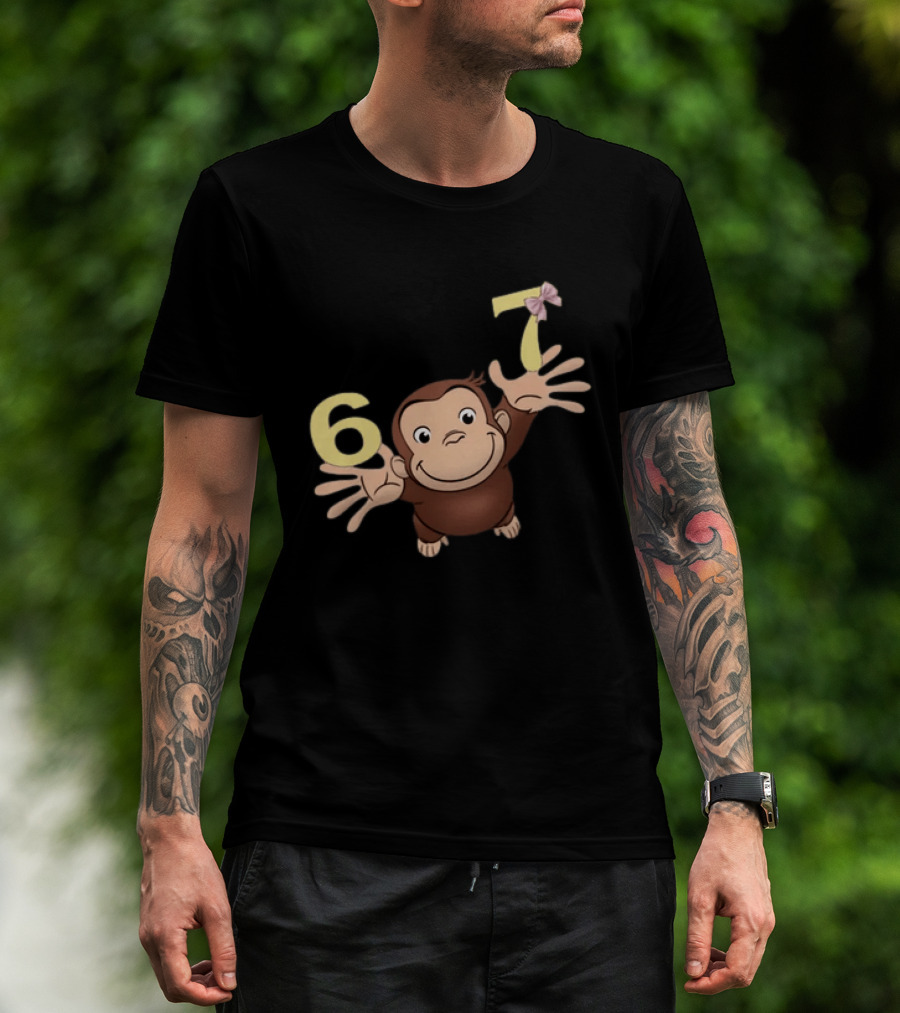 Curious George 67 Birthday Celebration Monkey And Numbers T-Shirt
