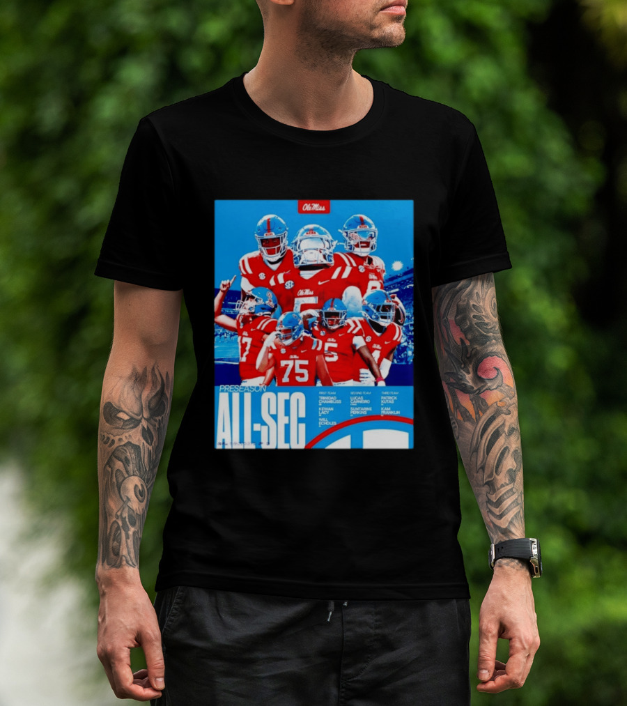 Ole Miss Rebels Preseason All SEC First Second Third Team Football Players T-Shirt