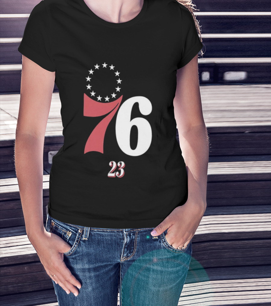 Philadelphia 76ers LeBron James 23 In The Paint Name And Number Royal 76ers T-Shirt
