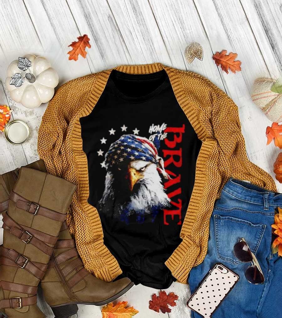 American Eagle Bandana Home Of The Brave Stars T-Shirt