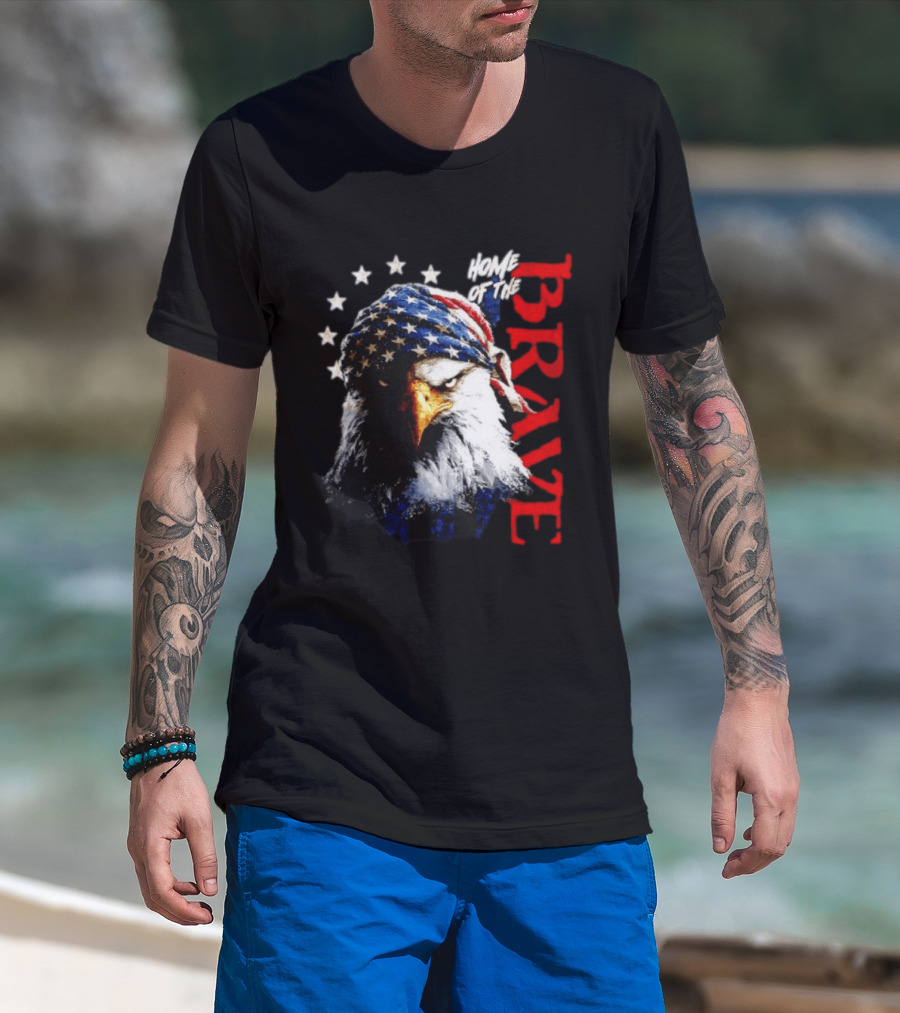 American Eagle Bandana Home Of The Brave Stars T-Shirt
