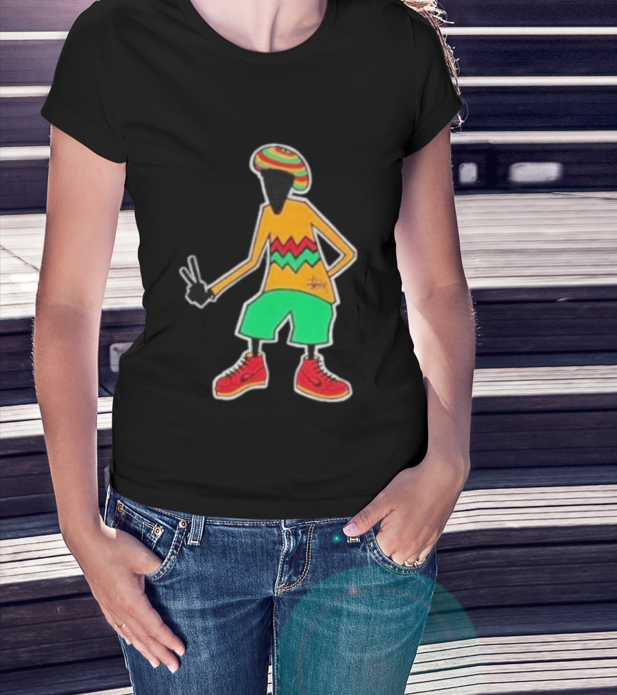 Stussy Rasta Man Peace Sign Reggae Streetwear Jamaica Style Fashion T-Shirt