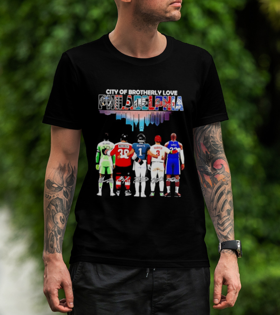 City Of Brotherly Love Philadelphia Skyline James Harper Hurts Blake Michkov T-Shirt