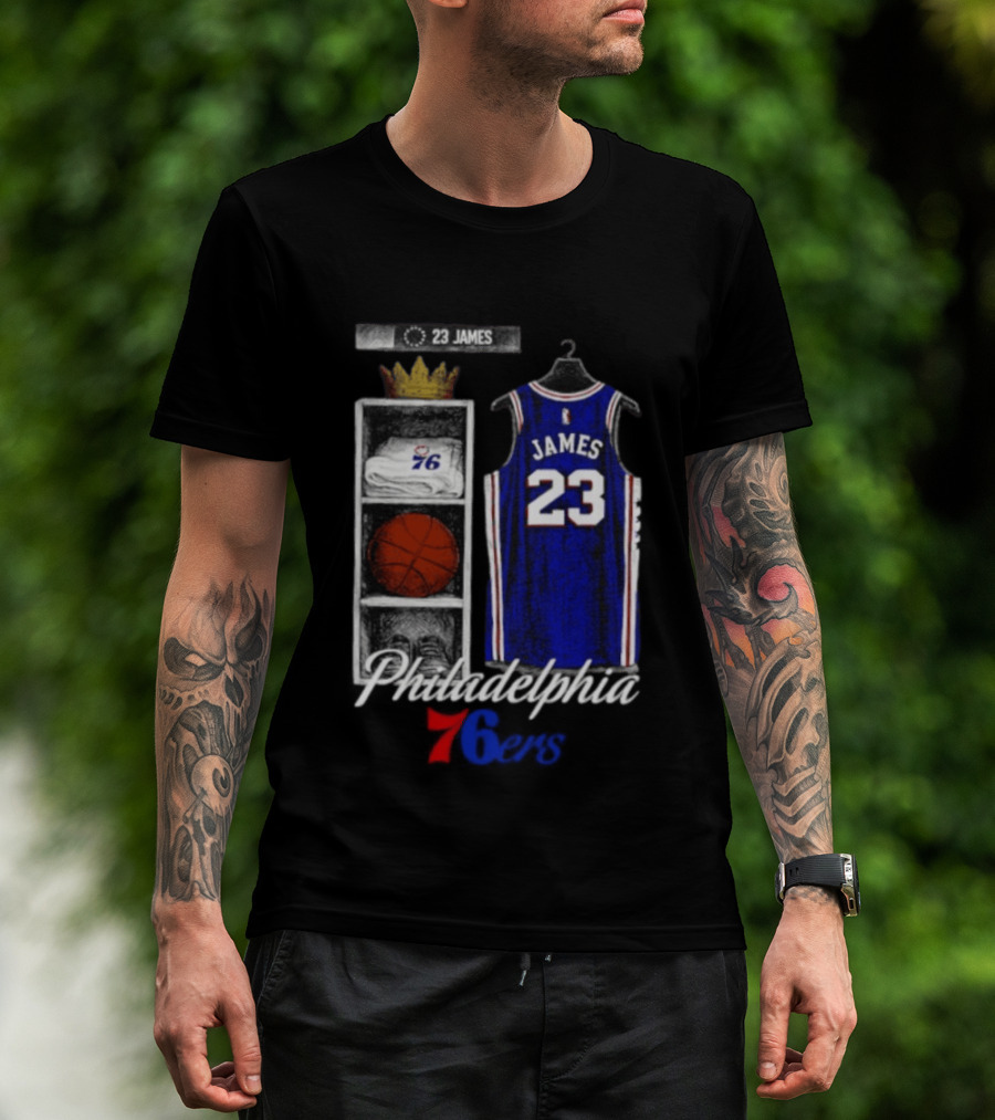 LeBron James 23 Jersey Philadelphia 76ers Locker Room T-Shirt
