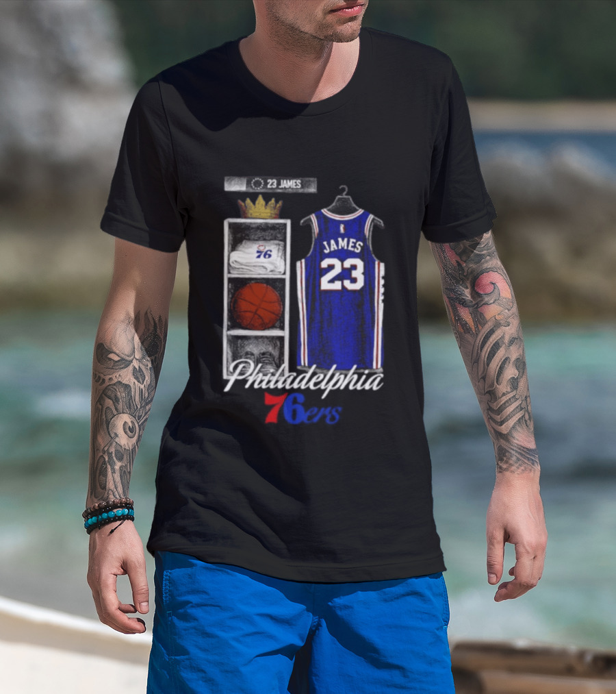 LeBron James 23 Jersey Philadelphia 76ers Locker Room T-Shirt