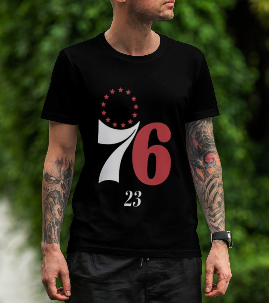 LeBron James Philadelphia 76ers Red In The Paint 23 Number 76 Stars T-Shirt