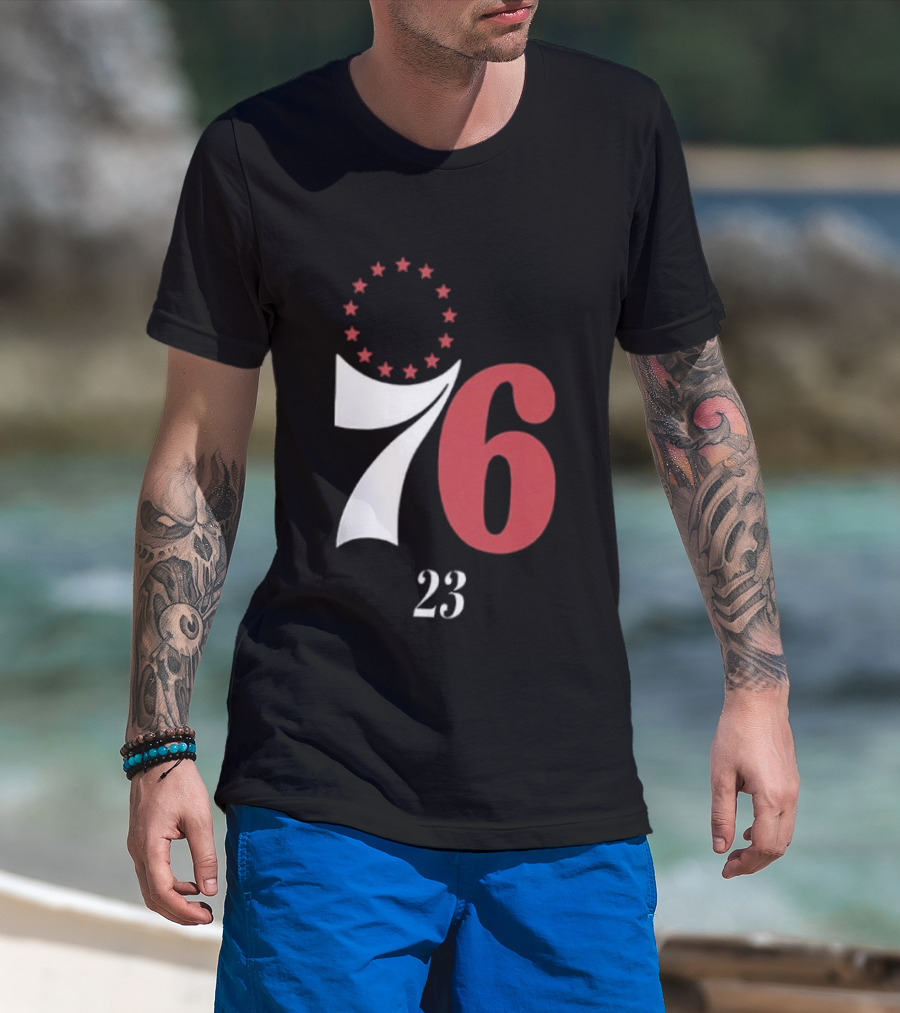 LeBron James Philadelphia 76ers Red In The Paint 23 Number 76 Stars T-Shirt
