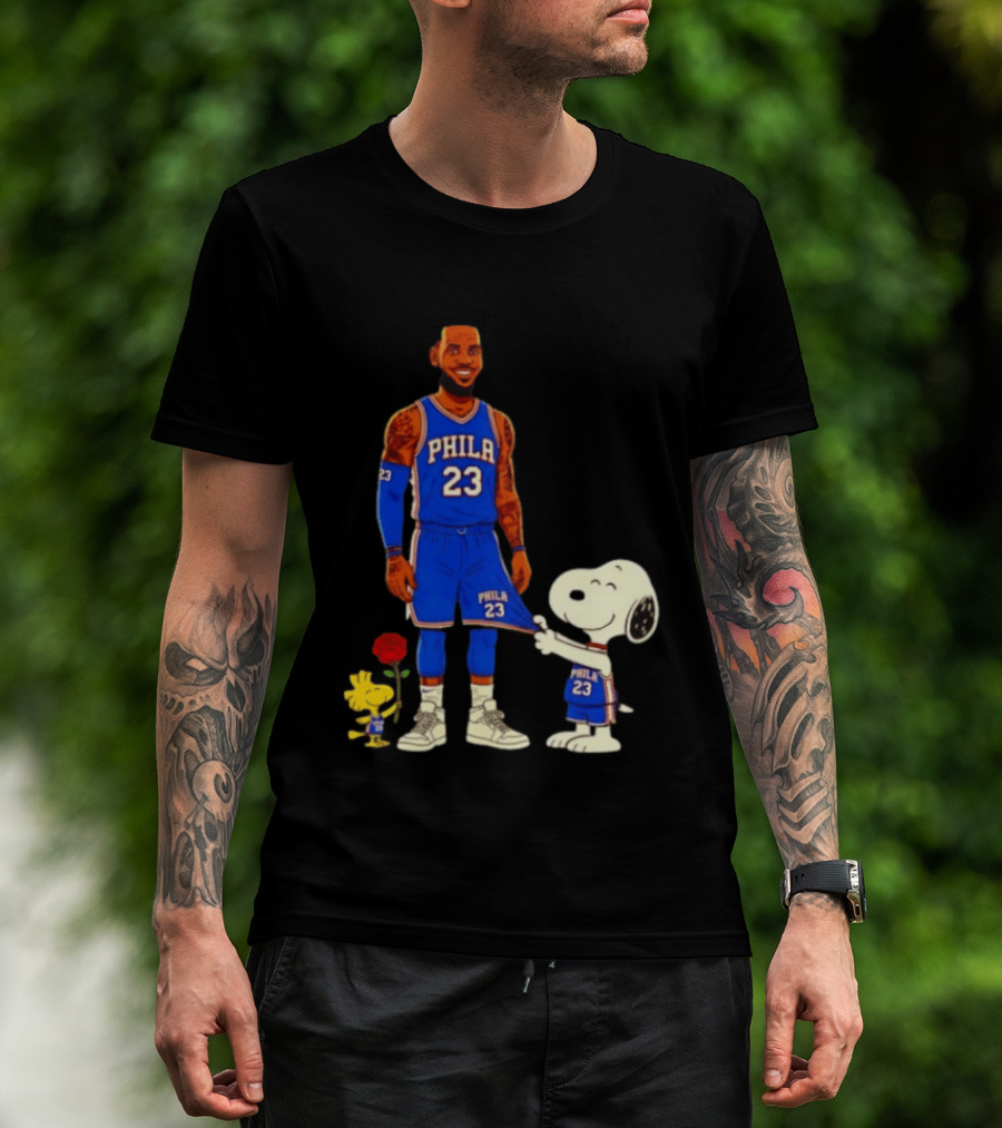 LeBron James Peanuts Collaboration Philadelphia 76ers Snoopy Woodstock 23 Jersey T-Shirt