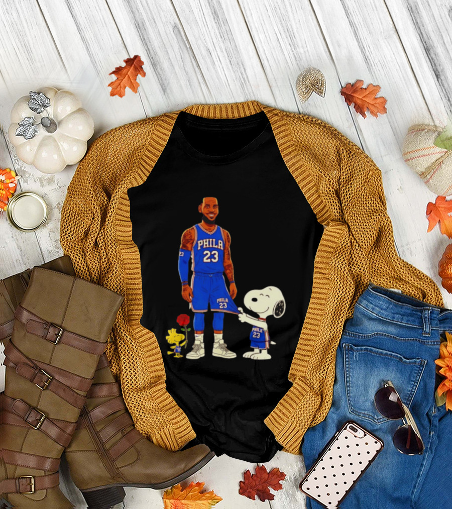 LeBron James Peanuts Collaboration Philadelphia 76ers Snoopy Woodstock 23 Jersey T-Shirt