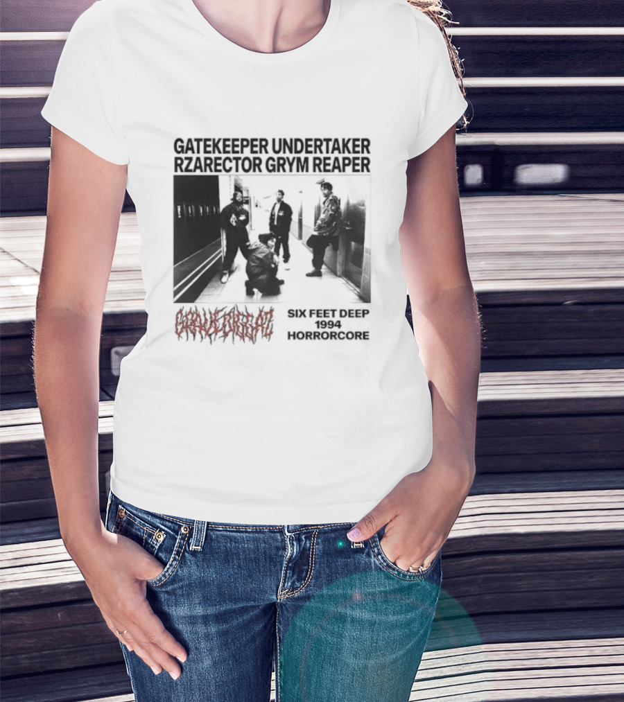 Gravediggaz Six Feet Deep 1994 Gatekeeper Undertaker Rzarector Grym Reaper Horrorcore T-Shirt