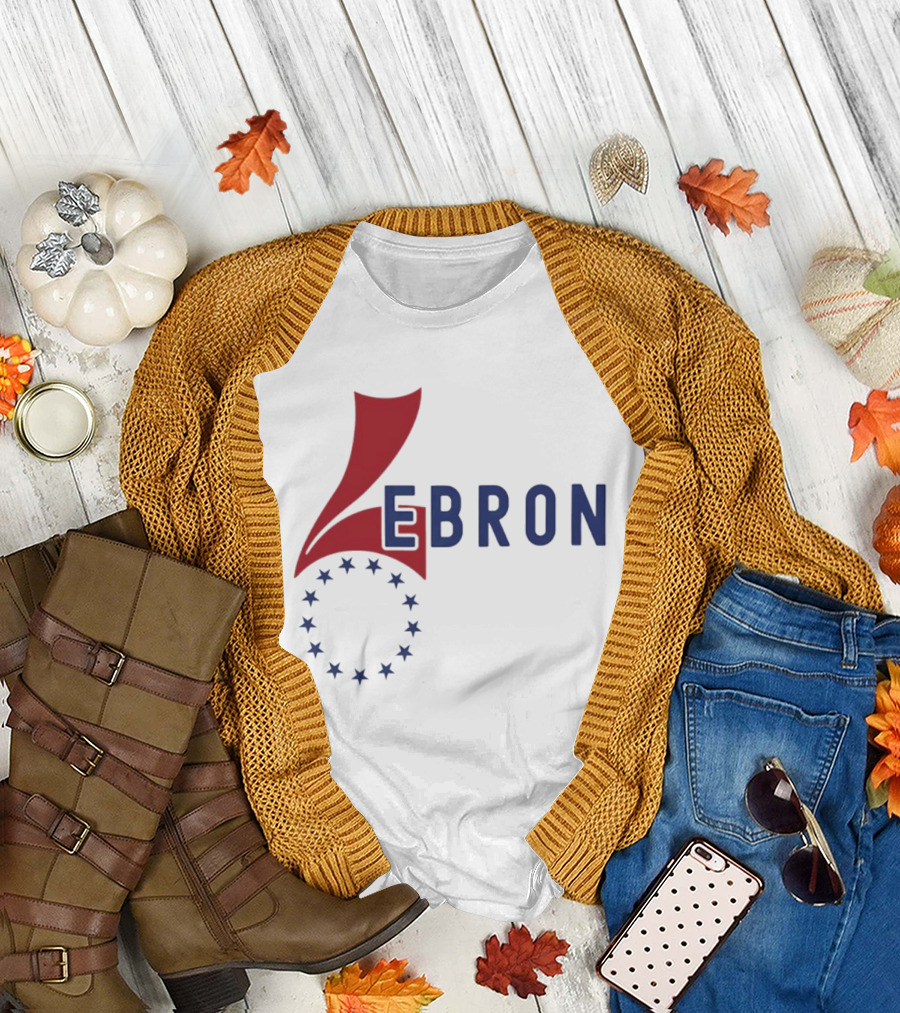 Lebron Stars Circle Red Blue буквенный логотип 76 Ers T-Shirt