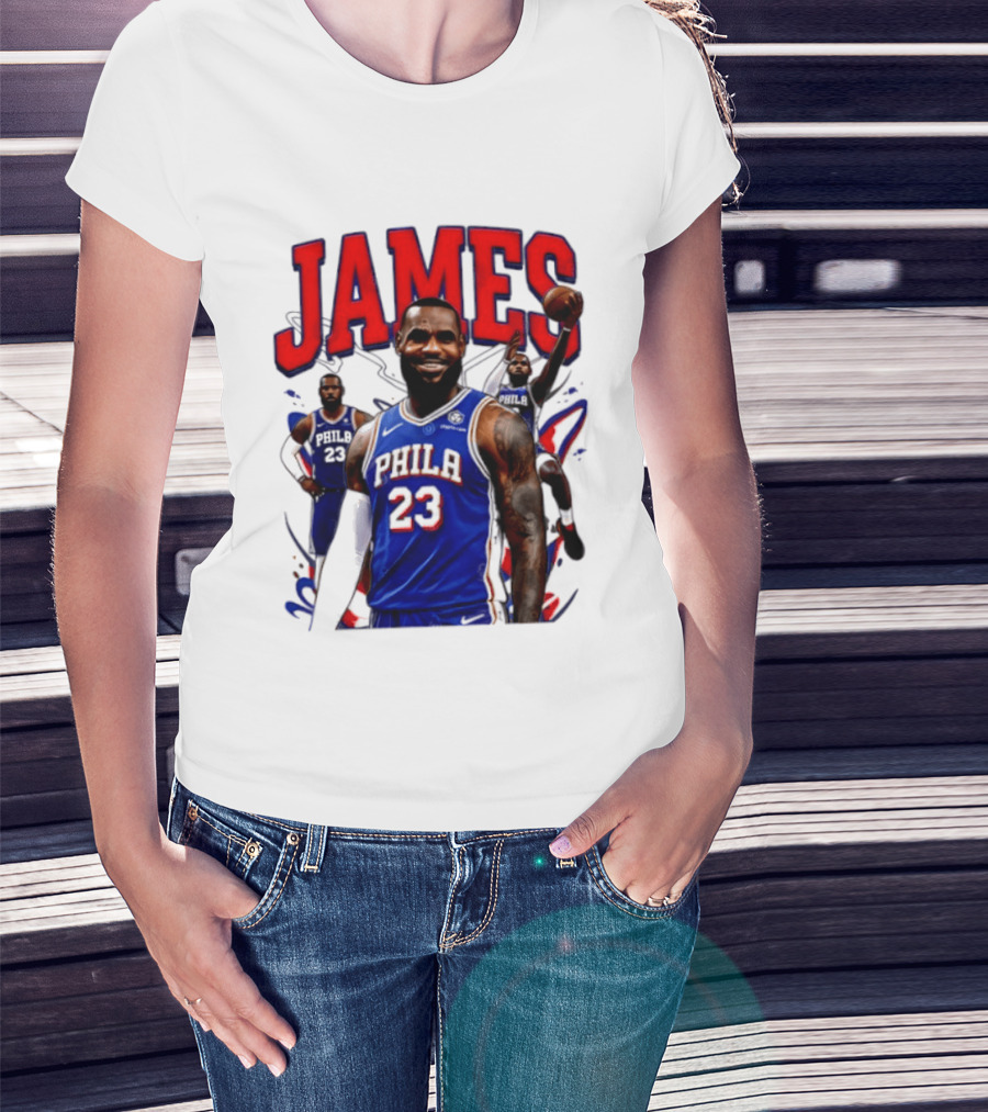 Philadelphia 76ers LeBron James 2026 Basketball Player T-Shirt