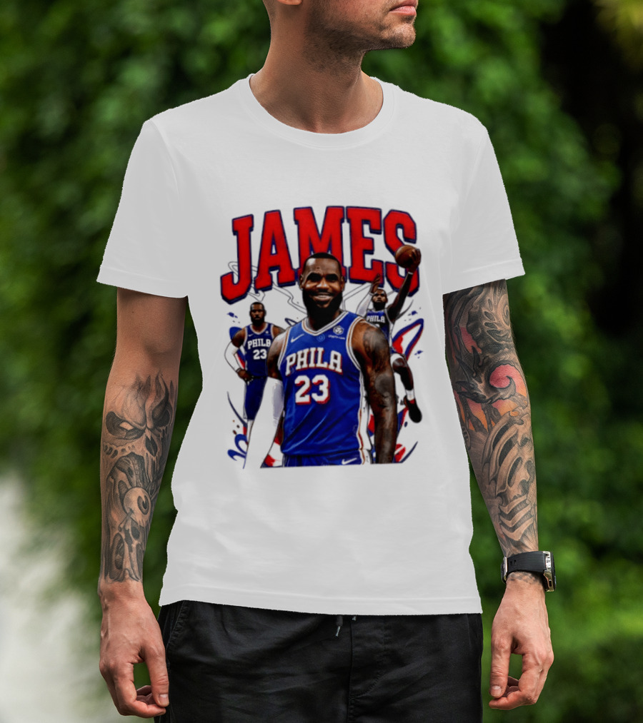 Philadelphia 76ers LeBron James 2026 Basketball Player T-Shirt