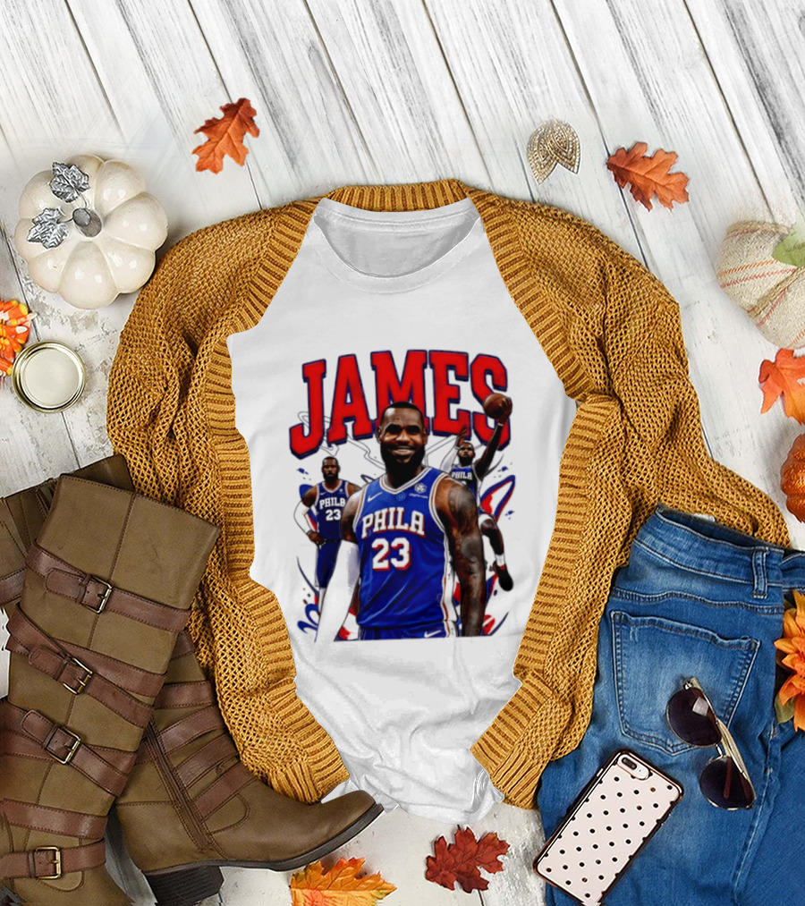 Philadelphia 76ers LeBron James 2026 Basketball Player T-Shirt