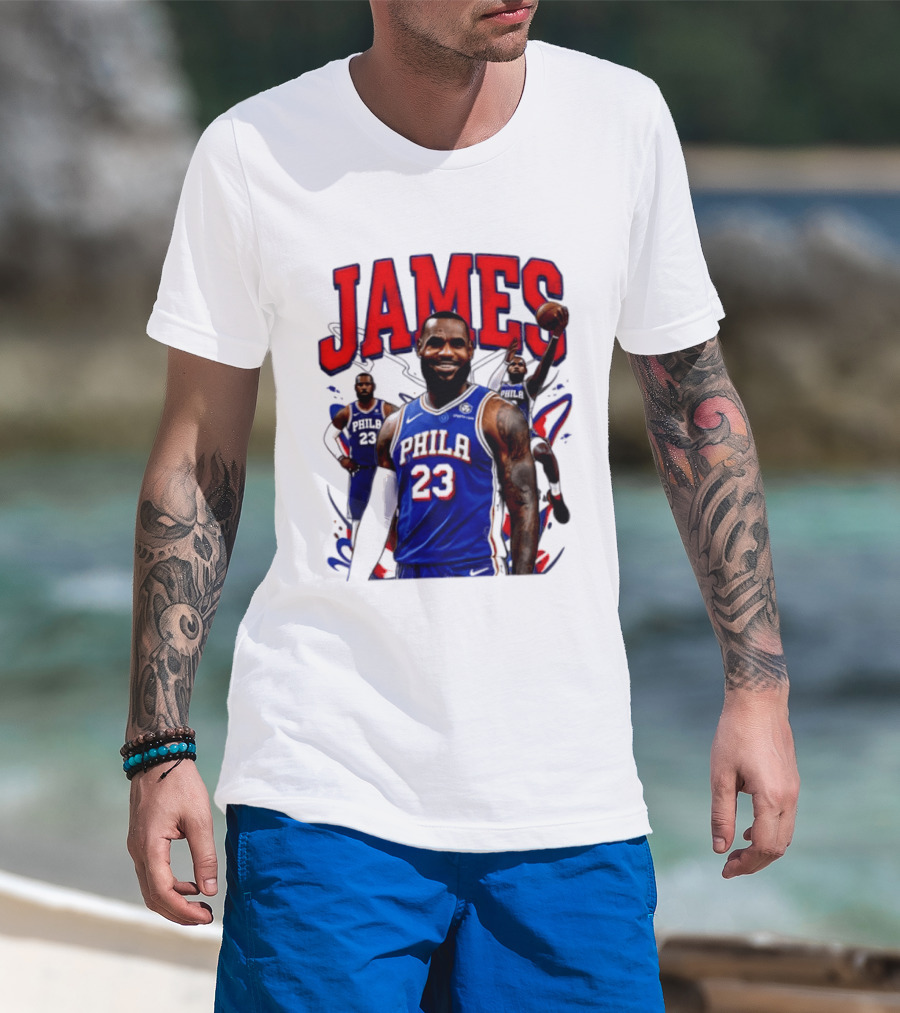 Philadelphia 76ers LeBron James 2026 Basketball Player T-Shirt