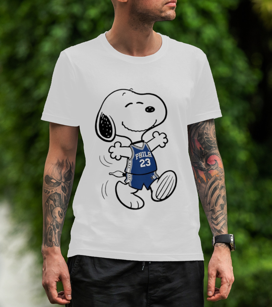 Snoopy Philly 23 Basketball Peanuts X LeBron James Philadelphia Sixer T-Shirt