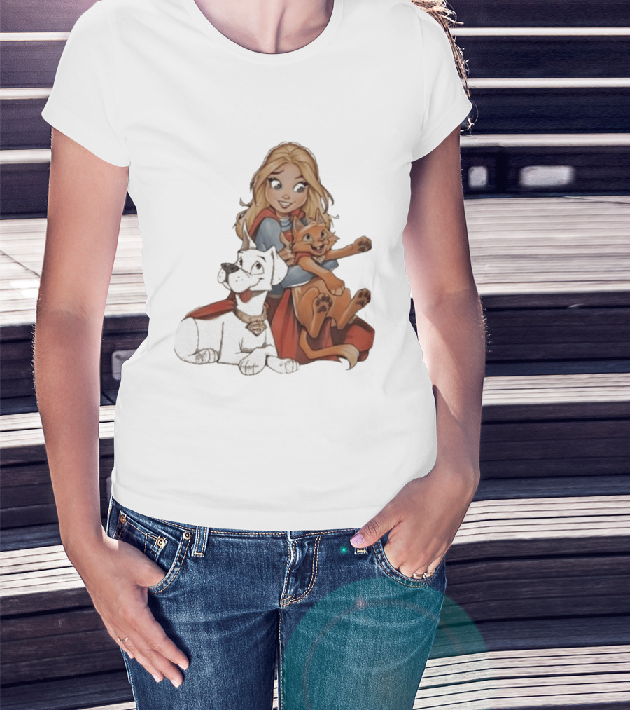 Supergirl Krypto Streaky Cartoon Characters Fun T-Shirt