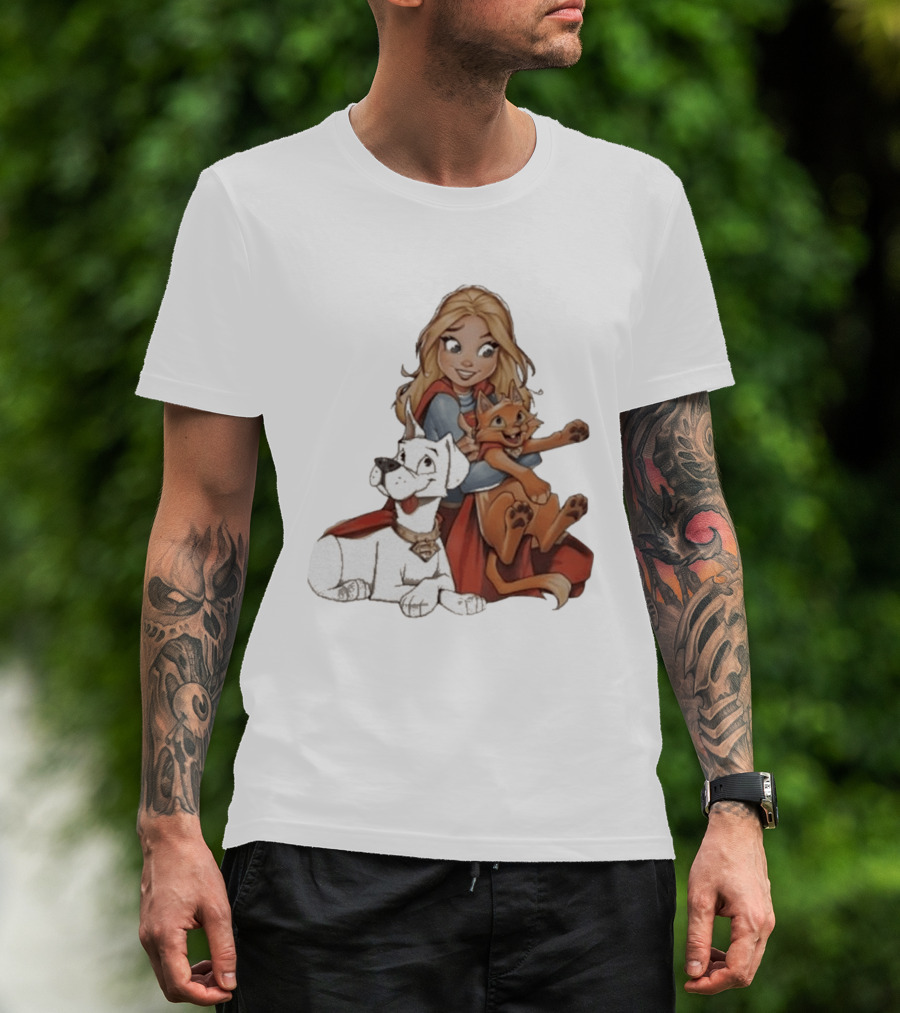Supergirl Krypto Streaky Cartoon Characters Fun T-Shirt