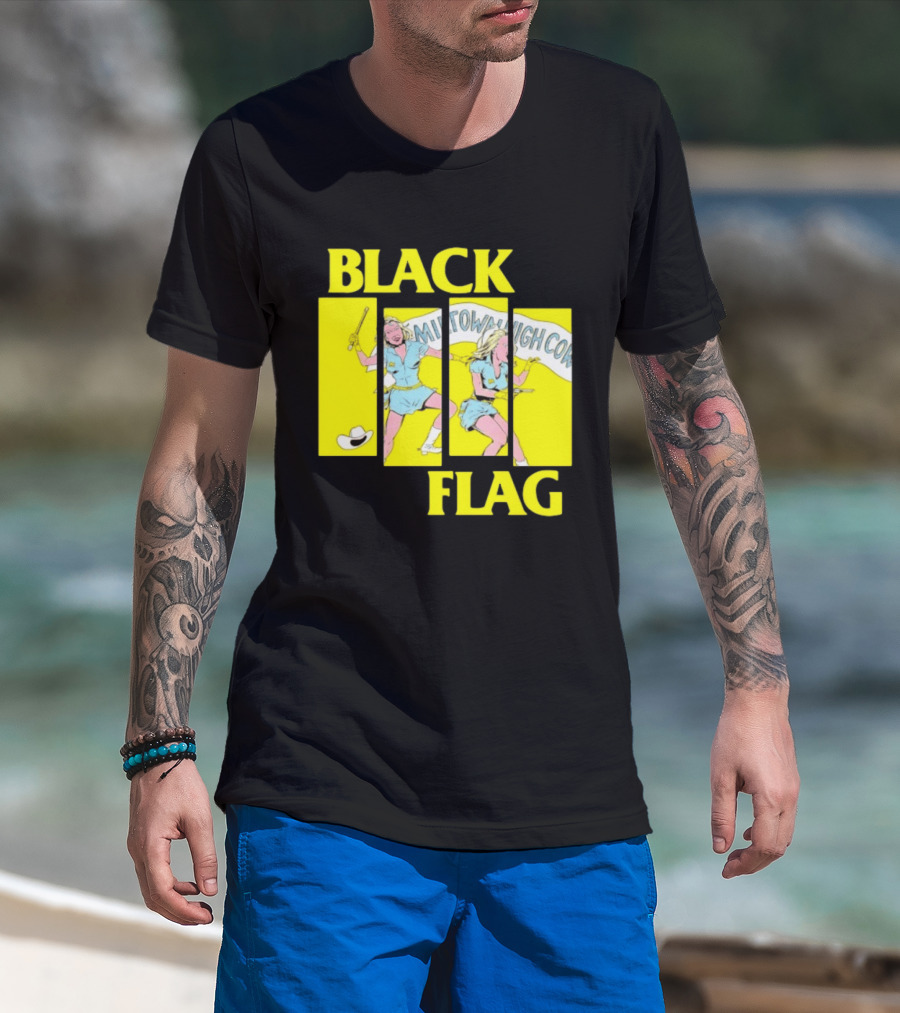 Black Flag Midtown High Comix Punk Rock Mid 20th Century T-Shirt