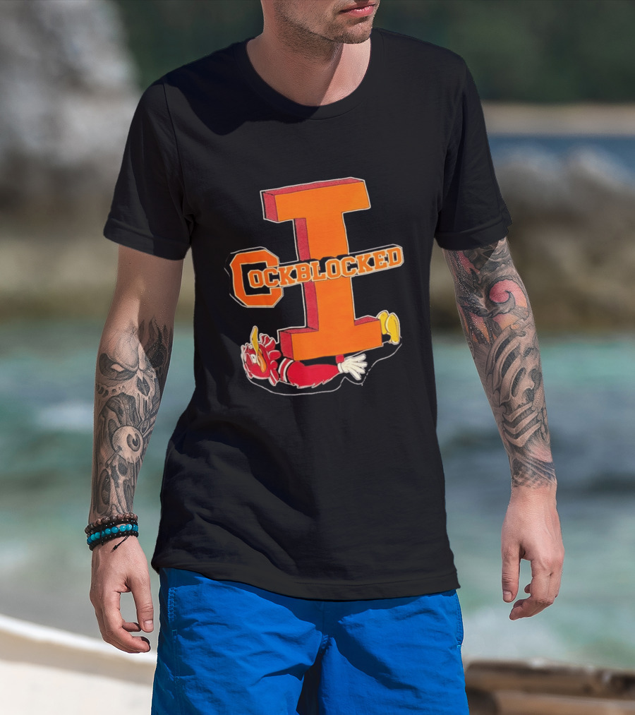 Cockblocked Illinois Fighting Illini Big I Defeat T-Shirt